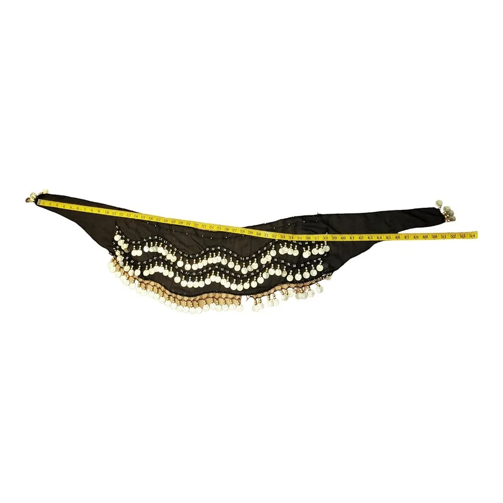 Gypsy Scarf Or‎ Waist Wrap Belly Dance With Gold Beads & Coins